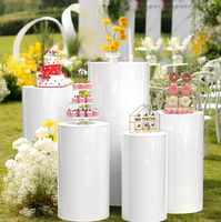 Lot de 3 supports cylindriques en acrylique blancs pour présentation de desserts et gâteaux, idéaux pour mariages et anniversaires
