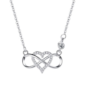 Collar de Plata de Ley S925 con Corazón Infinito y Circonita Cúbica 5A, Joyería Fina para Mujer, Ideal para Bodas, Fabricante SPJ - Product Image 1