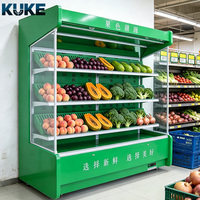 Commerciële luchtgordijnkoeler met ingebouwde LED-verlichting, eenvoudig te reinigen, voor de presentatie van koude gerechten, groenten en fruit.