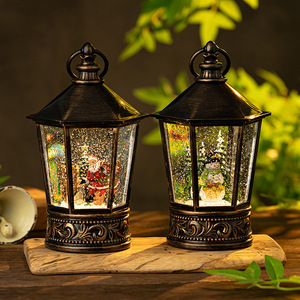 Boîte à musique de Noël, boule de cristal, lampe à vent, ornements, cadeau de vacances, accessoires, Père Noël, bonhomme de neige, enfants, résine - Product Image 1