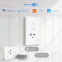 Interrupteur intelligent Wi-Fi Tuya 2 voies, prise murale intelligente 16A, capteur tactile, panneau en verre, télécommande via Alexa Google Home