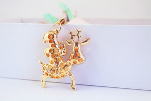 Placa de oro Metal aleación de zinc promoción dibujos animados Navidad Pere David's Deer Elk Santa Claus colgante llavero llaveros para bolso - Product Image 6