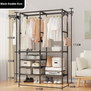 Perchero de hierro Vertical Simple y moderno para sala de estar, hogar, dormitorio, ropa de <span class=keywords><strong>Metal</strong></span>, bolsa colgante, estante, venta al por mayor, Material de acero - Product Image 3