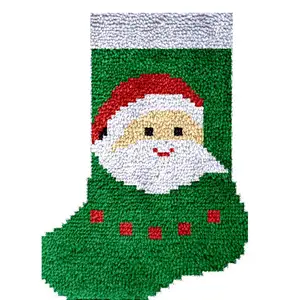 Kids Diy Crafts Arts Latch Hook Kits DIY Christmas Stockings Ornament Bag with Pattern Printed