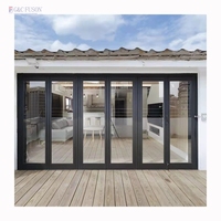 AS2047 Portes pliantes en aluminium personnalisées Australie Standard Double vitrage Patio extérieur Impact étanche Salon