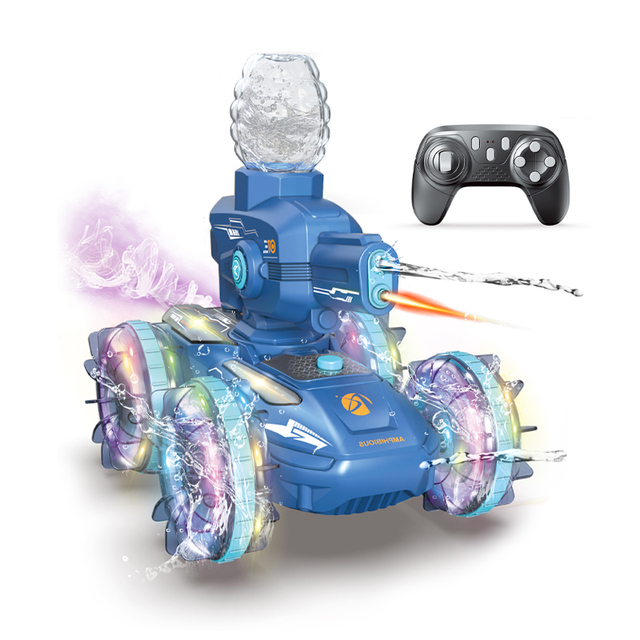 Kids Shooting Land Water Amphibious Radio Remote Control Car Toy With Mist Spray