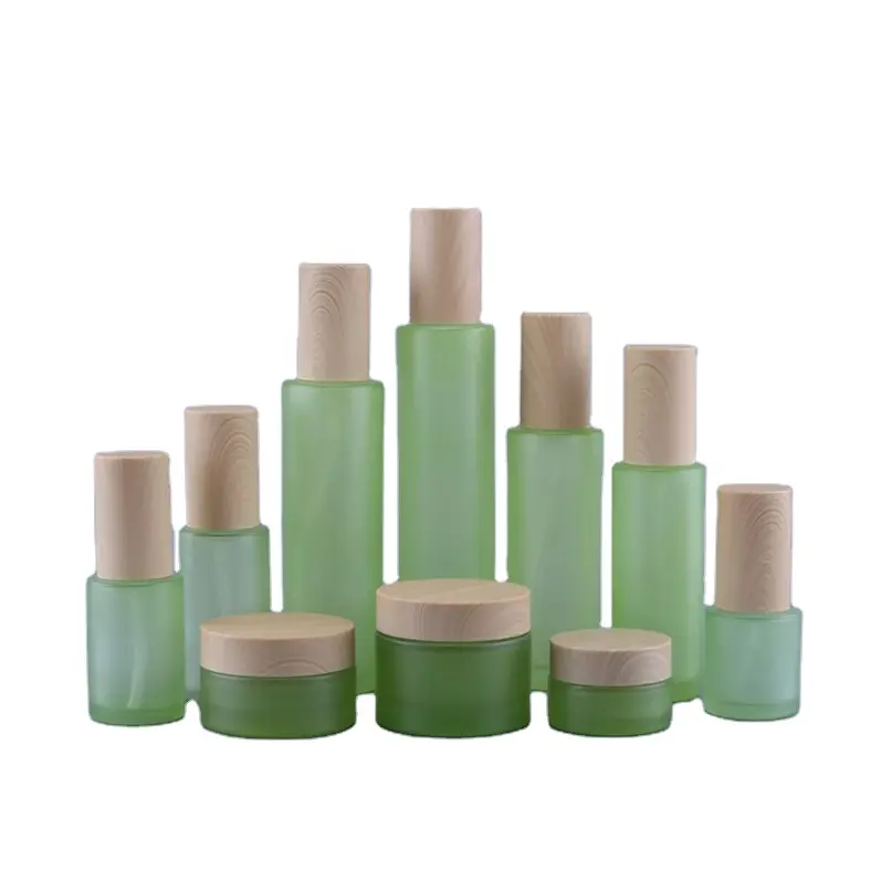 20ML-120ML Mattgrüne Hautpflege Kosmetik verpackung Glasflasche für Schönheit mit Sprüh-oder Lotion pumpe oder Tropfs topfen