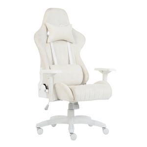 Silla de juego de carreras de terciopelo blanco puro con estación de trabajo con reposabrazos 2D silla de oficina ejecutiva con asiento de látex - Product Image 2