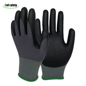 قفازات أمان للاستخدام في البناء ، قفازات يد مخصصة مطلية بالنتريل من الرغوة السوداء والبوليستر ، 15 جم ، مع شعار للرجال - Product Image 2