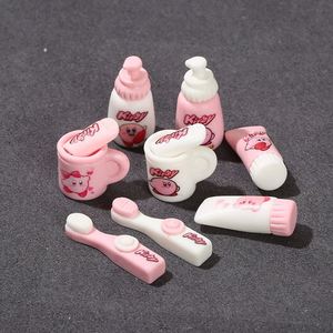 Lindo Kirby resina artesanía DIY accesorios pasta de dientes cepillo de dientes jabón baño Gel taza conjunto adornos en miniatura casa de muñecas - Product Image 3