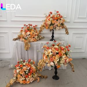 ของตกแต่งงานแต่งงาน LEDA พวงดอกไม้สีส้มสำหรับตกแต่งโต๊ะ ดอกไม้ประดิษฐ์ ลูกบอลดอกกุหลาบสีชมพูอ่อน - Product Image 2