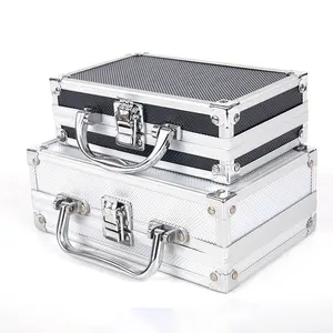 Tas koper Mini, peralatan bengkel aluminium, kotak penyimpanan portabel untuk mainan, tempat peralatan lengkap, nilon