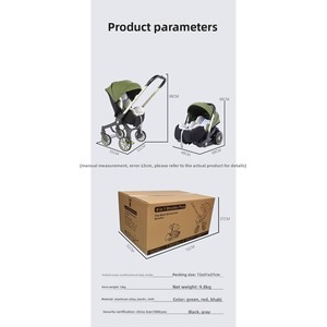Poussette bébé 4-en-1 avec options d'assise inclinable, légère en alliage d'aluminium, pliable, design bidirectionnel, avec <span class=keywords><strong>nacelle</strong></span> et siège auto, 25 kg - Product Image 4