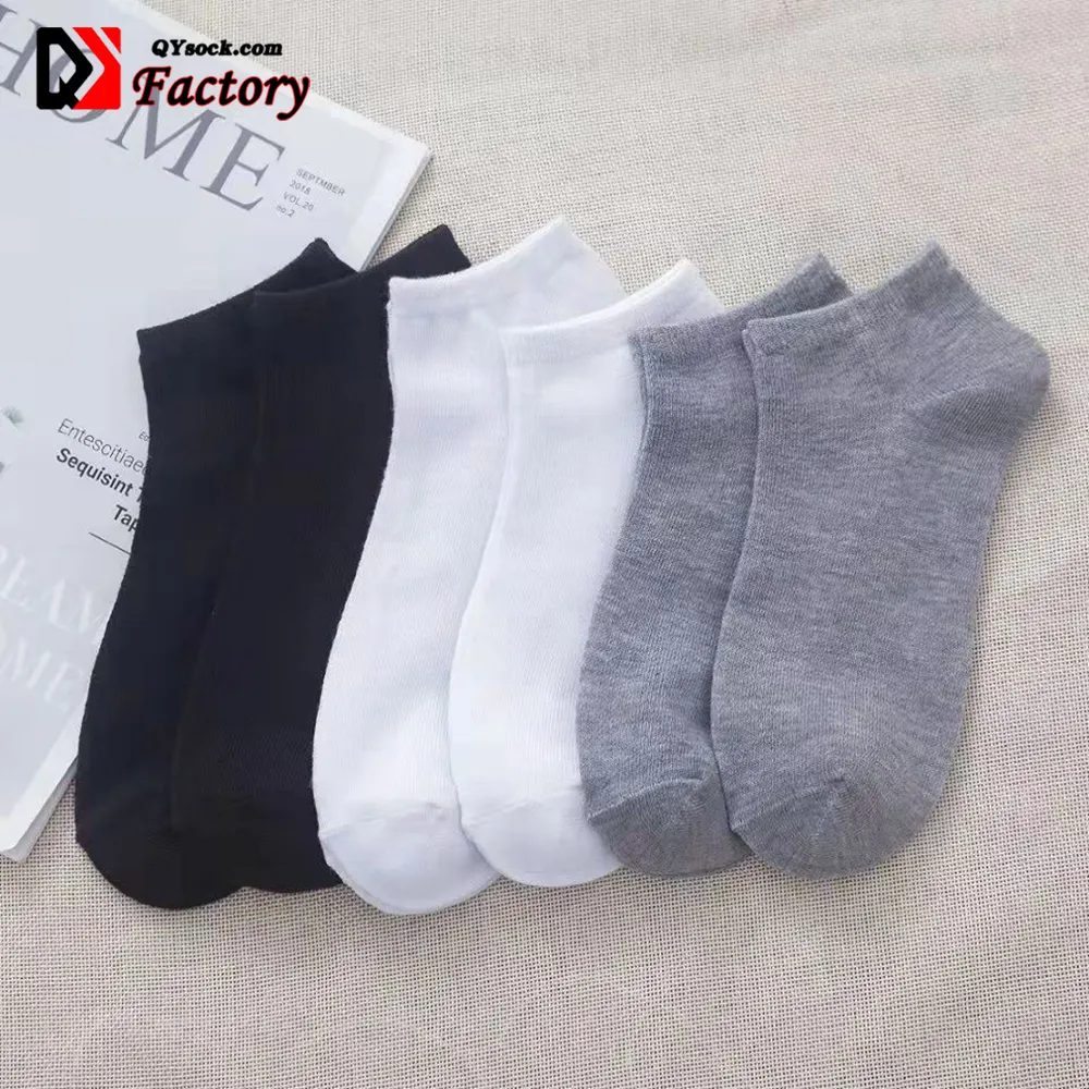 Men&Women Socks Breathable Sports Socks Solid Ankle White Black Gray