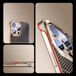 Ốp điện thoại iPhone 17 16 15 14 Pro Max siêu mỏng không viền, chấ<span class=keywords><strong>t</strong></span> liệu sợi aramid - Product Image 2