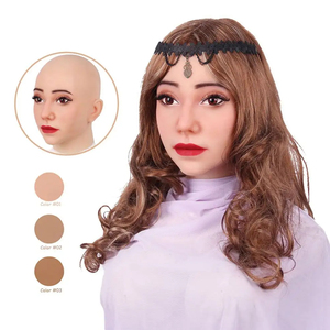 URCHOICE Halloween réaliste masque féminin Cosplay Drag Queen Crossdresser forme mammaire avec <span class=keywords><strong>maquillage</strong></span> pour couverture de fête - Product Image 2