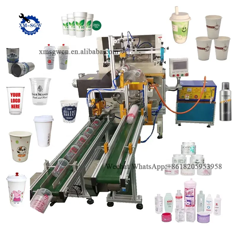 गोल दूध चाय पेपर कॉफी कप बिक्री के लिए उच्च गुणवत्ता वाली स्क्रीन प्रिंटर 6 रंग अर्ध स्वचालित सिल्क स्क्रीन प्रिंटिंग मशीन