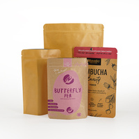 Sac d'emballage alimentaire en aluminium avec fermeture éclair, feuille d'aluminium argentée, 250 ml, bonbons refermables, compostable, 200 g, papier kraft, demi-transparent, sachet debout