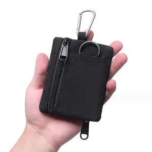 Sabuk Organizer ukuran Mini taktis dompet gantungan kunci EDC tas koin gigi sabuk Organizer dengan tempat kartu ID casing pinggang kunci Fob mobil