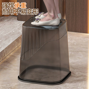 Transparent Rectangular Trash Can <b>Large</b> Capacity Lidless Indoor <b>Kitchen</b> Bedroom Bathroom Waste <b>Bin</b> - Product Image 2