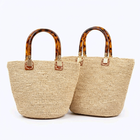 Sac à main bohème en paille pour femme, broderie florale, bandoulière amovible, fermeture éclair, fait main, grande capacité, sac de plage écologique