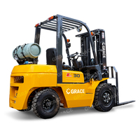 Nouveau chariot élévateur à fourche au gaz japonais, GPL, 5 tonnes, 4000 kg, chariot élévateur à fourche à essence avec option de poussée et de traction