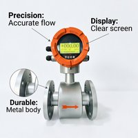 Débitmètre électromagnétique numérique LCD Ruiji en acier inoxydable, précision 0,5 %, sortie impulsionnelle 4-20 mA/RS485 Modbus, OEM, IP65, pour eau et liquides