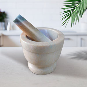 Batterie de cuisine moderne de qualité avec <span class=keywords><strong>mortier</strong></span> et pilon en granit marbré et outils à épices en boîte - Product Image 3