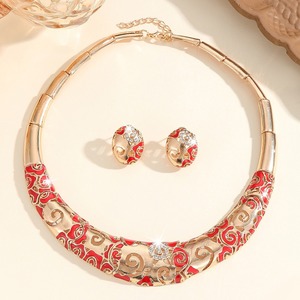 Premium Choker Necklace Set Royal Red Stone Choker with Matching Earrings Party Wear Choker Necklace Jewelry Set - Product Image 4