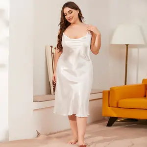 Großhandel Seiden satin Frauen Pyjamas Sexy Ärmelloses Nacht kleid Plus Size Frauen Kleidung Pyjama Nachtwäsche 3XL