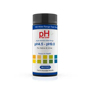 Un papel de prueba de pH (tiras de prueba de pH 4,5-9,0) para prueba de orina y saliva