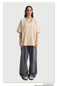 เสื้อยืดคู่รักแขนสั้นทรงโอเวอร์ไซส์ผ้าฝ้าย 275 กรัม รุ่นใหม่ล่าสุดประจำปี 2026 สำหรับฤดูร้อน - Product Image 4