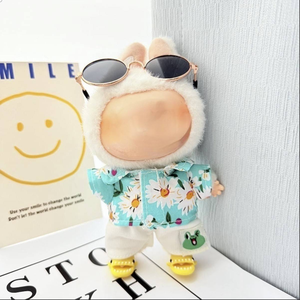 Yellow shark shoes sky blue beach outfit