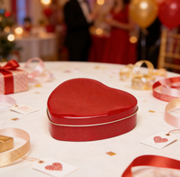 Boîte en étain imprimée en forme de cœur pour la Saint-Valentin, design JH Sweet, pour bonbons, chocolat, chewing-gum et conservation du pain, cadeaux souvenirs