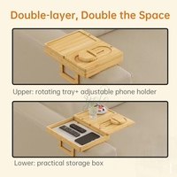 Vintage Bambus Couch Tablett Beistell tisch Armlehne Organizer mit Getränke halter Aufbewahrung tasche Perfekt für TV-Snacks Telefone Remote Books