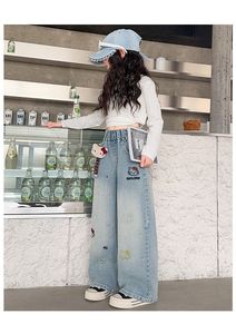 Jeans in Cotone per Ragazze 2025, <span class=keywords><strong>Pantaloni</strong></span> alla Moda con Stampe Cartoon per Bambini, <span class=keywords><strong>Pantaloni</strong></span> a Gamba Larga per Bambine Più Grandi - Product Image 6
