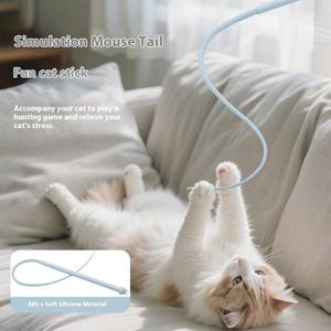 Kinghon Eco-Friendly Silicone Cat <b>Toy</b> Self-Relief Simulation <b>Mouse</b> Tail Tease Stick Long Pole Pet <b>Toy</b> - Product Image 4