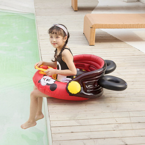 Flotador inflable con asiento para bebé de Mickey Mouse, juguete de piscina para niños con diseño de dibujos animados y volante. - Product Image 2