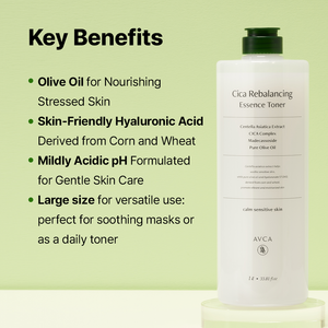 Essence rééquilibrante AVCA CICA, tonique liquide pour le visage, 1L, hydratant, apaisant, Centella Asiatica, PH55, soin coréen pour tous types de peau - Product Image 4