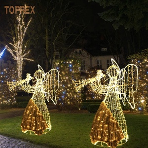 Taille personnalisable IP65 nominale Décoration <span class=keywords><strong>de</strong></span> <span class=keywords><strong>Noël</strong></span> en plein air Anges en métal éclairés en 3D avec ailes <span class=keywords><strong>de</strong></span> trompettes jouant <span class=keywords><strong>de</strong></span> la harpe pour les vacances - Product Image 4