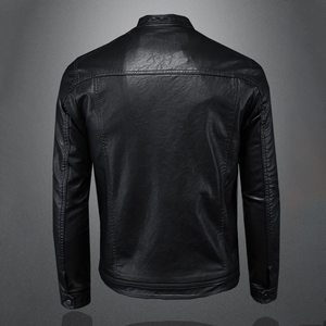 Chaquetas de Invierno para Hombre, Estilo Casual, Cuello Alto, Corte Ajustado, Estampado de Cuero, Cierre de Cremallera, Estilo Motociclista - Product Image 6