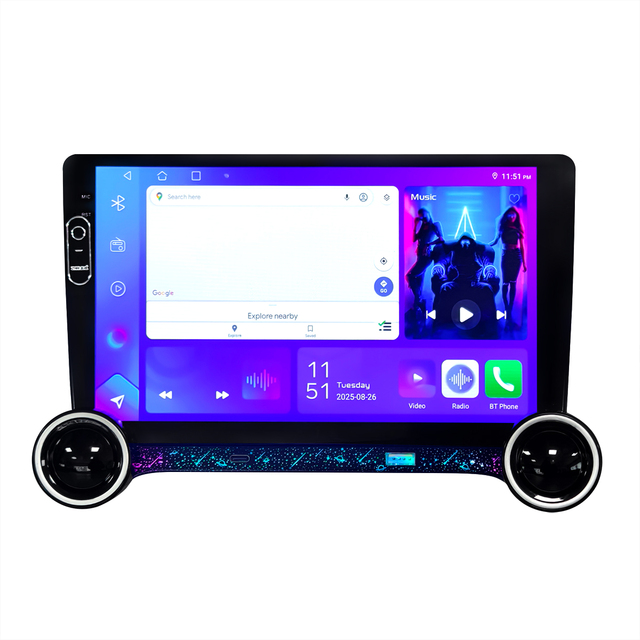 10.8" 2K Qled Touch Screen Dual Knob Car Stereo OEM 8 Core Android Car Dvd Player DSP 5G Android Car Radio with Ambient Lighting