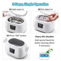 GTSONIC Pembersih Ultrasonik Portabel Elektrik 45KHz 35W Timer Digital Kapasitas 600ml Baja Tahan Karat Perhiasan Gigi Rumah Tangga