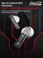Coca-Cola T23 Creative Bottle Cap Semi-In-Ear Wireless Black Headphone Earbuds Headset Bluetooth5.4 Bahan ABS ENC
