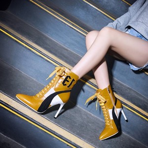 New Style Custom Logo High Heel Lace-Up Zip Western Ankle <b>Boots</b> <b>Women</b> Pointed Toe <b>for</b> <b>Boots</b> Autumn <b>Summer</b> - Product Image 5