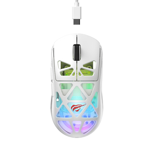 <span class=keywords><strong>Souris</strong></span> <span class=keywords><strong>sans</strong></span> <span class=keywords><strong>fil</strong></span> tri-mode Havit MS1044WB, directement de l'usine, noire, 500 mAh, RGB, rechargeable, mécanique, ajourée, pour le bureau et les jeux - Product Image 2