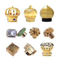 Fabricant de bouchons de parfum, logo personnalisé, luxe, alliage de zinc, couronne en marbre, métal doré, bouchon de flacon à sertir, magnétique, zamac, bouchon de parfum