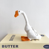 Porte-clés en peluche canard blanc amusant en gros, pendentif canard articulé et réglable, breloque de sac mignonne pour cadeau