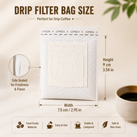 Cailyn Sachet filtre à café personnalisé thermoscellé à oreilles suspendues, dose unique, jetable, qualité alimentaire, imprimé en héliogravure, en tissu tissé PP
