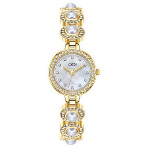 Montre-bracelet vintage élégante, montre de luxe haut de gamme pour femme avec cadran perlé, montre à quartz au toucher haut de gamme - Product Image 6